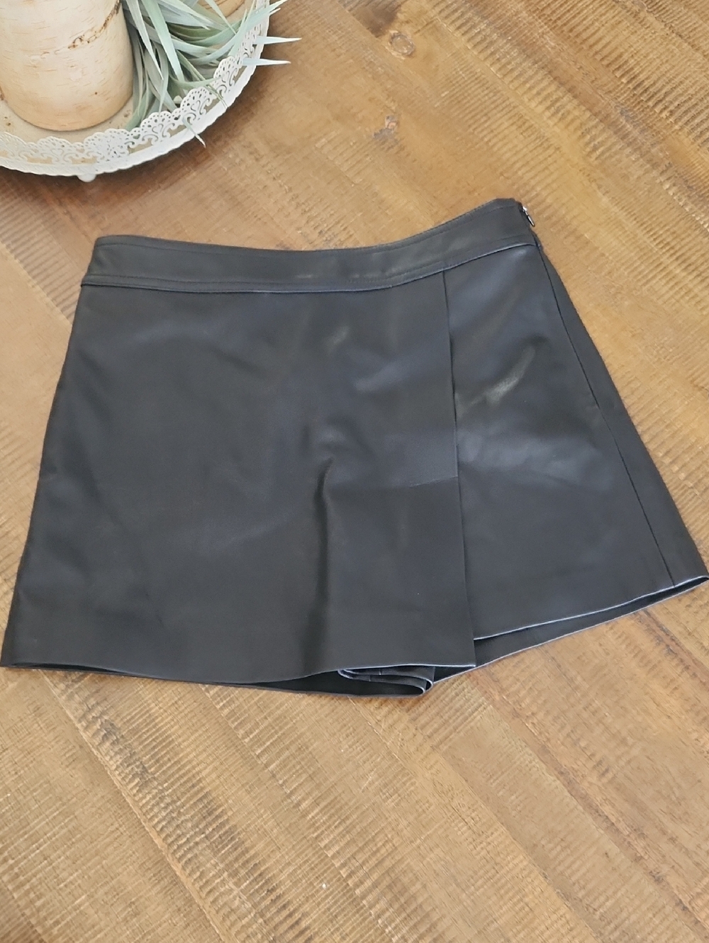 H&M Black Faux Leather Mini Skirt
